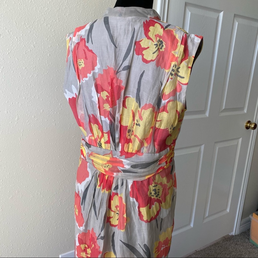 Evan Picone Floral Mini Dress Cap sleeve Button Down belted V Neck Summer Spring - Picture 8 of 15